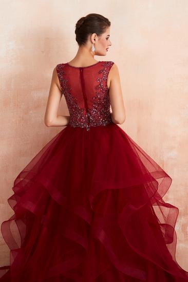 Cherise | Wine Red V-neck Sparkle Prom Dress with Muti-layers, Discount Burgundy Sleevleless Ball Gown for Online Sale_9