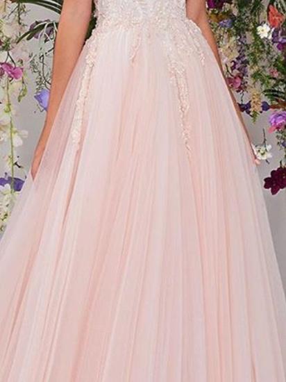 Country A-Line Wedding Dress Strapless Lace Tulle Sleeveless Bridal Gowns Wedding Dress in Color_3