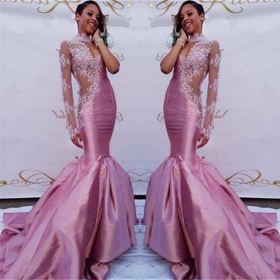Gorgeous Pink Lace Prom Dresses | Sexy Sheath Mermaid Prom Dresses_3