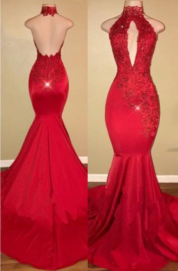 Sexy Halter Mermaid Prom Dress Long With Lace Appliques