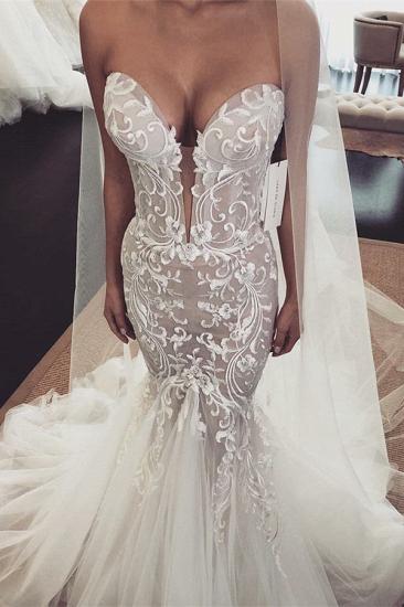 2022 Stunning Sleeveless Lace Appliques Bridal Gown | Sweetheart Ruffles Mermaid Wedding Dresses