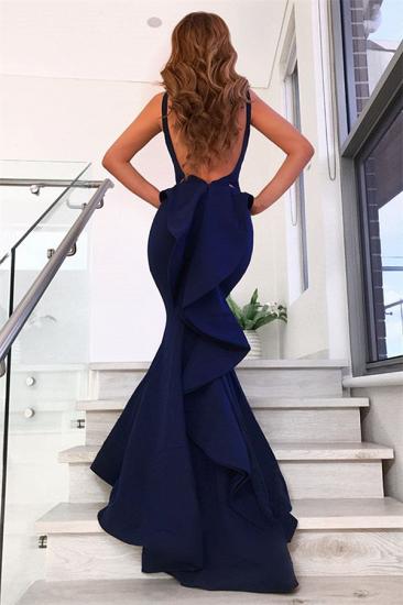 Ruffles Backless Navy Blue Evening Dresses 2022 | Mermaid Sleeveless Sexy Prom Dresses Cheap_3
