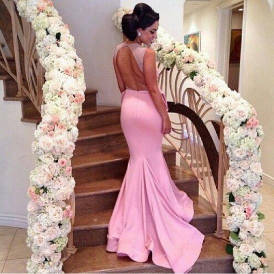 2022 Pink Prom Dress Backless Mermaid Long Evening Dress_3