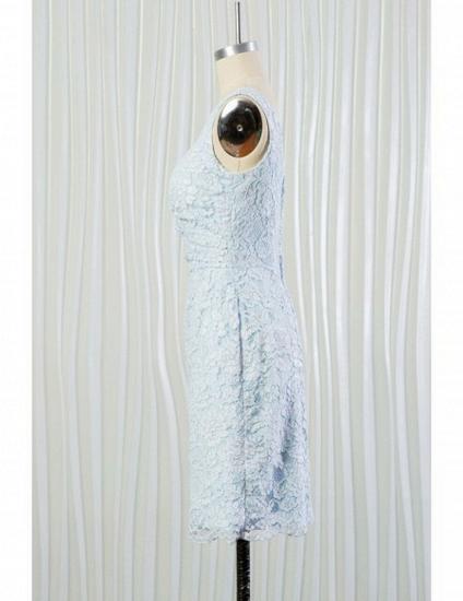 One Shoulder Light Blue Short Lace Bridesmaid Dress_5
