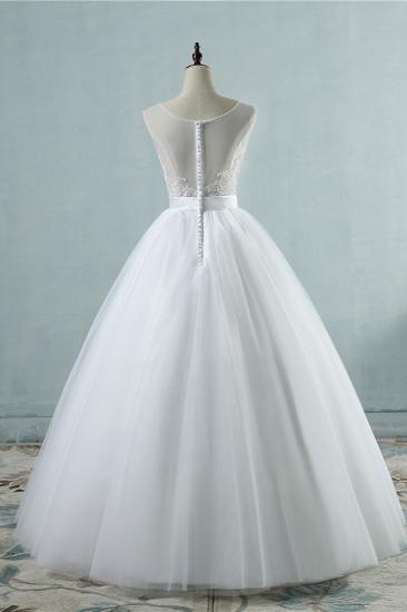 TsClothzone Chic Square Neckling Sleeveless Wedding Dresses White Tulle Lace Bridal Gowns On Sale_3