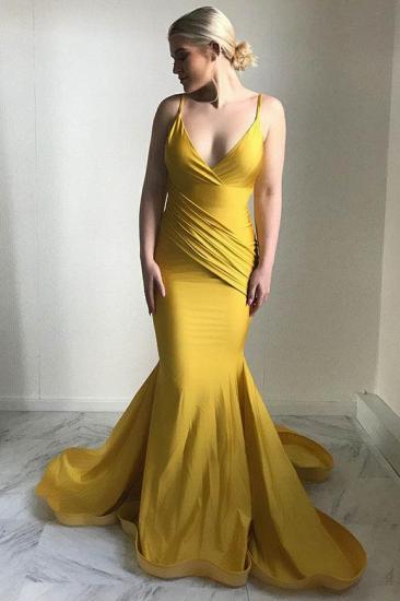 Elegantes Abendkleid mit V-Ausschnitt | 2022 Meerjungfrau Gelb Abendkleid