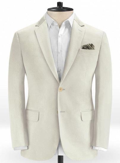 Anzug mit fallendem Revers aus hellbeiger Baumwolle | zweiteiliger Anzug_2