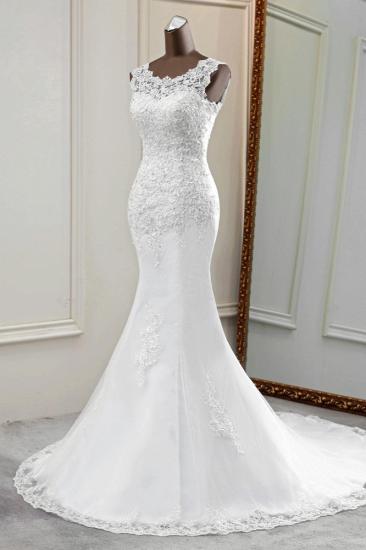 TsClothzone Glamorous Jewel Lace Beading Wedding Dresses Sleeveless Appliques Mermaid Bridal Gowns_5