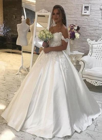 Gorgeous Ball Gown Lace White Wedding Dress | Off-the-shoulder Bridal Gown_1