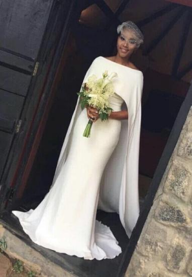 Elegant Shealth Cape Off-the-Shoulder Bridal-Gown Wedding Dresses
