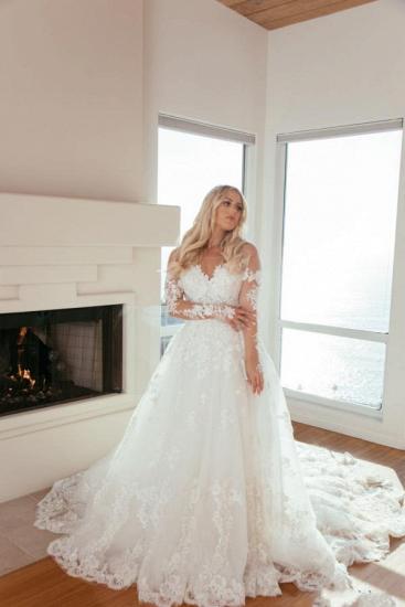 Beautiful wedding dresses lace | Wedding dresses A line with sleeves_5