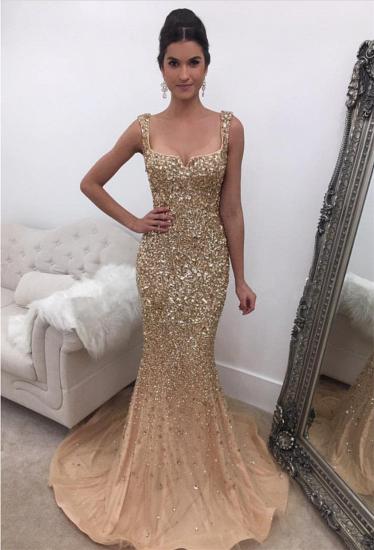Sexy Mermaid Shiny Crystals Sequins Evening Dresses 2022 Sleeveless Gorgeous Prom Dress_1