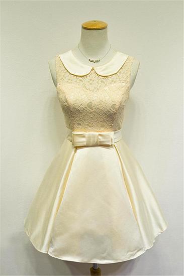 Elegant Lace Taffeta Short Bridesmaid Dresses Cute Zipper Mini Cocktail Dress with Sash_1