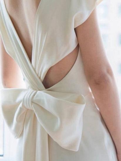 Brautkleider im Meerjungfrau-Stil mit V-Ausschnitt und Flügelärmeln, formelle Kleider mit Sweep-Zug_3