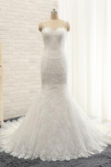 TsClothzone Sexy Spaghetti Straps Sleeveless Wedding Dresses With Appliques White Mermaid Lace Bridal Gowns Online