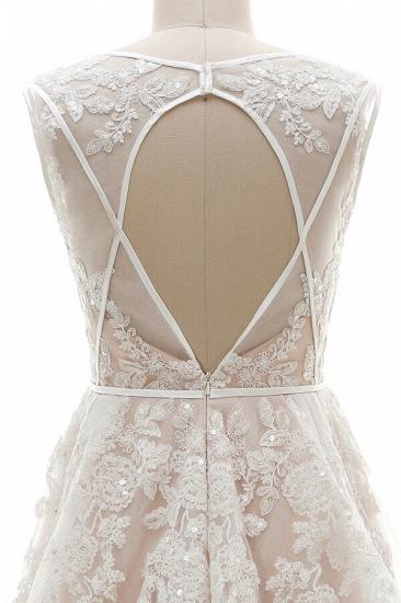 Elegante A-Linie Brautkleid aus Tüll mit Spitzenapplikationen T-Shirt Abendkleid_5