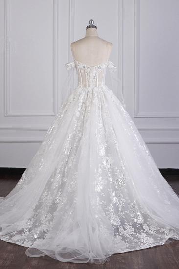 TsClothzone Gorgeous Ball Gown Strapless Tulle Lace Wedding Dress Sleeveless Appliques Sequins Bridal Gowns_4