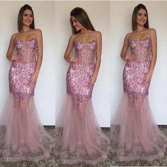 Sexy Mermaid Tulle Sweetheart Prom Dress Sparkly Beading Long 2022 Evening Gown_3