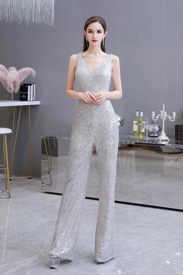 Sexy Shining V-neck Silver Sequin Sleeveless Prom Jumpsuit_3
