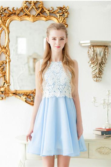 Baby Blue Chiffon White Lace Party Dresses 2022 Lovely Sleeveless Cheap Homecoming Dress_1
