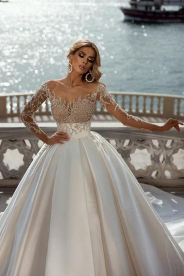 Gorgeous Wedding Dresses Princess | Satin wedding dresses with sleeves_3