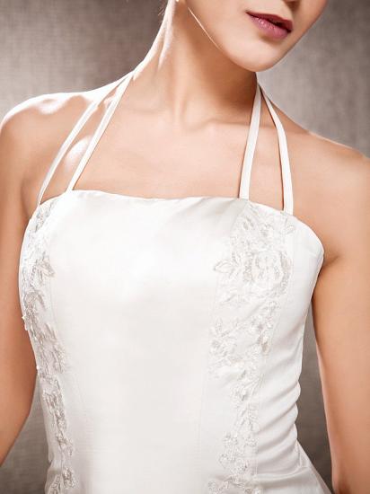 Sexy Sheath Wedding Dress Halter Satin Tulle Sleeveless Bridal Gowns On Sale_7