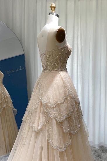 Jewel Sequins Asymmetrical Dress Sleeveless Tiered Hi-Lo Evening Dresses_2