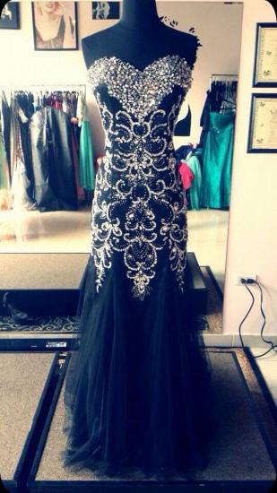 Sweetheart Mermaid Tulle Prom Gowns 2022 Floor Length Beadings Evening Dresses_1