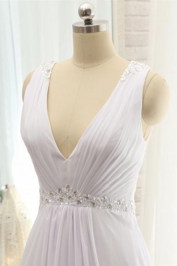 TsClothzone Modest Straps V-neck Sleeveless Wedding Dresses White Chiffon Bridal Gowns Online_4