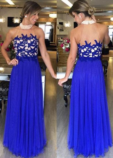Beading High Neck Royal Blue Evening Gowns 2022 Long Tulle Gorgeous Halter Prom Dresses