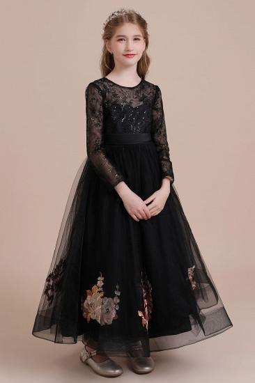 Amazing Long Sleeve Tulle Flower Girl Dress | Embroidered Little Girls Dress for Wedding_6