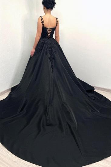 Designer Wedding Dresses A Line With Lace | Satin wedding dresses black_2