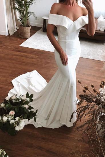 Off The Shoulder Mermaid Wedding Dresses | Pleated Bridal Gowns Online_1