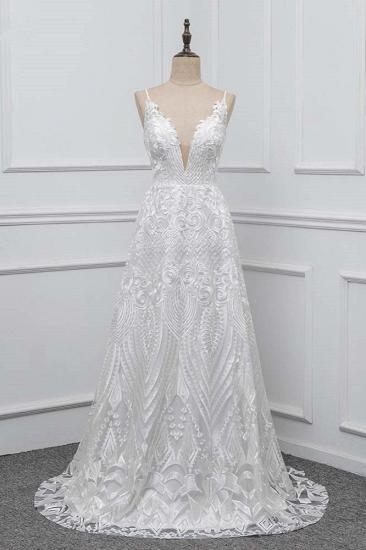 TsClothzone Boho Spaghetti Straps V-Neck Appliques Wedding Dresses White Sleeveless Bridal Gowns On Sale_2