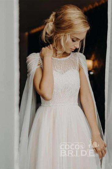 Gorgeous Off The Shoulder Tulle Beading A-Line Wedding Dresses_2