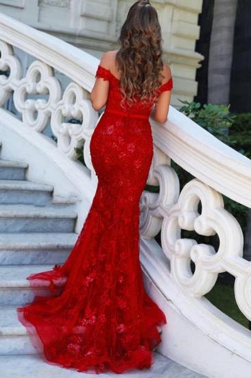 Elegant Long Red Card-Shoulder Evening Dress | Glitter prom dresses_2