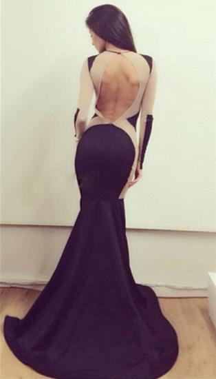 Sexy Mermaid Simple Long Sleeve Evening Dresses Cheap Sweep Train Halter Open Back Special Occassion Dresses