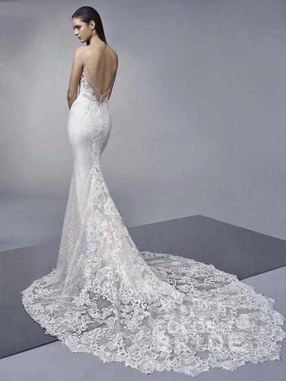 Spaghetti Straps Shiny Sequins Mermaid Wedding Dresses | Backless Appliques Bridal Gowns_2
