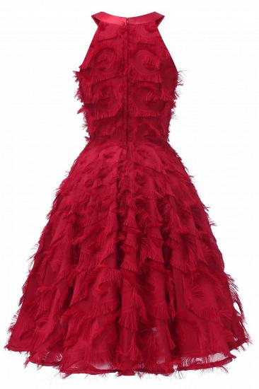 Elegant Halter Feather Princess Vintage Dresses | Retro A-line Burgundy Homecoming Dress_12