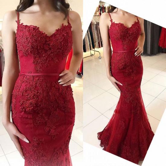 Red Lace Appliques Prom Dress | Mermaid Formal Dress_3