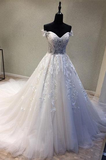 TsClothzone Glamorous Sweetheart Sleeveless Wedding Dress Off Shoulder Sweep Train Bridal Gowns On Sale