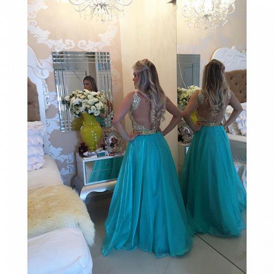 Latest A-Line Crystal Evening Gown Sleeveless Floor Length Prom Dress_4