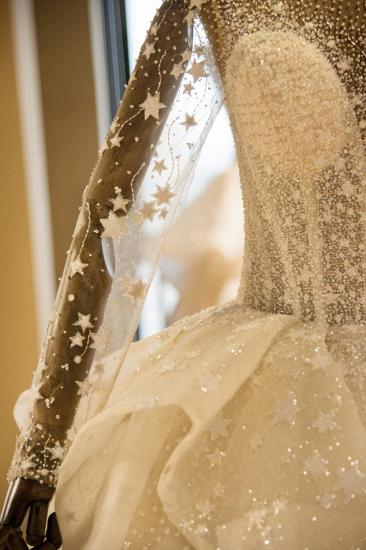Elegantes, langärmliges, bördelndes, geschnürtes Tüll-Ballkleid-Hochzeitskleid_7