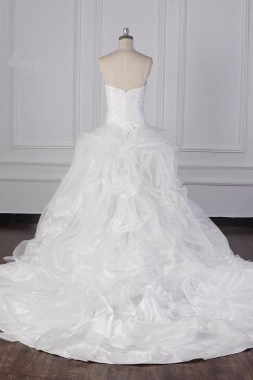 TsClothzone Stilvolles trägerloses weißes Brautkleid aus Organza mit Rüschen und ärmellosen Brautkleidern im Angebot_3