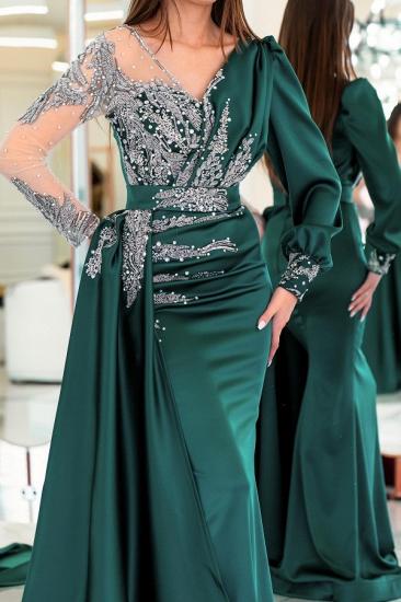 Beautiful Evening Dresses Long Green | Glitter prom dresses with sleeves_2