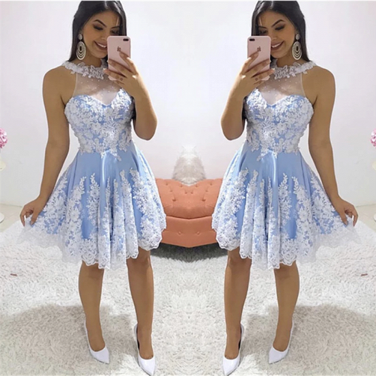 Gorgeous Jewel White Appliques Homecoming Dress | Sleeveless Short A Line Cocktail Dress_2