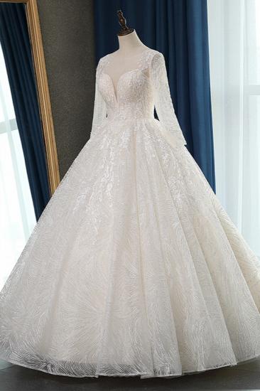 TsClothzone Glamorous Ballkleid Juwel Applikationen Brautkleid mit langen Ärmeln Brautkleider Online_4
