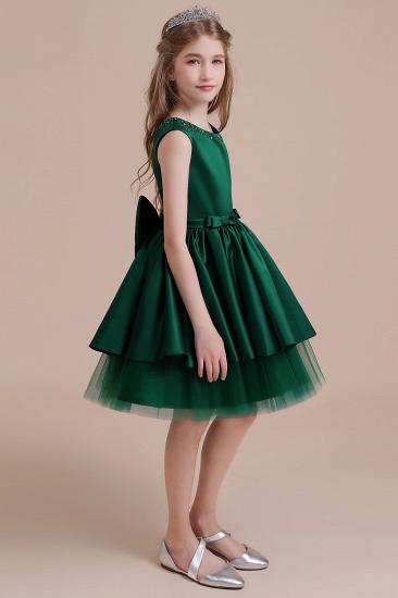 Lovely Tulle A-line Flower Girl Dress | Bow Beading Satin Little Girls Pegeant Dress Online_5