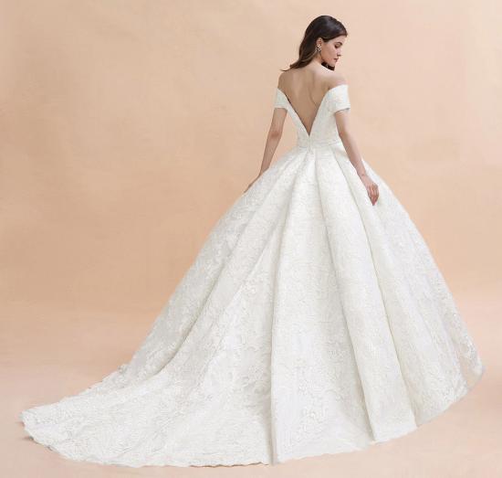 Erschwingliche Träger Weißes Tüll-Hochzeitskleid | Applikationen Spitze A-Linie Brautkleider_5