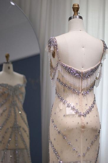 Luxuriöses, herzförmiges, mit Perlen verziertes Meerjungfrau-Partykleid mit Quasten, Dubai-Abendkleid_10